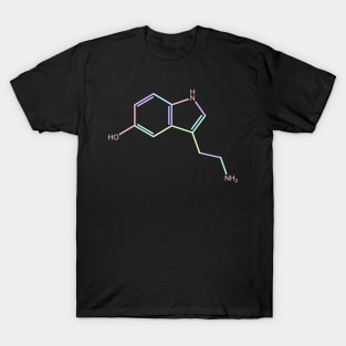 Serotonin Kawaii Pastel Rainbow Molecule T-Shirt